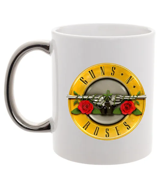Чашка с цветной ручкой Guns N Roses logo Серебро фото