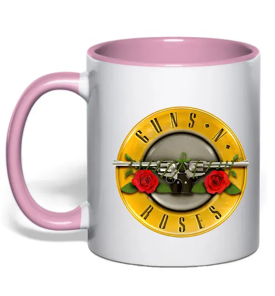Чашка с цветной ручкой Guns N Roses logo Нежно розовый фото
