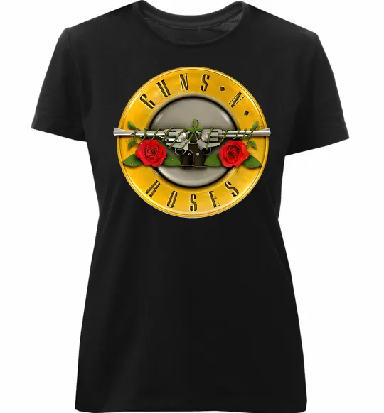Женская премиум футболка Guns N Roses logo Черный фото