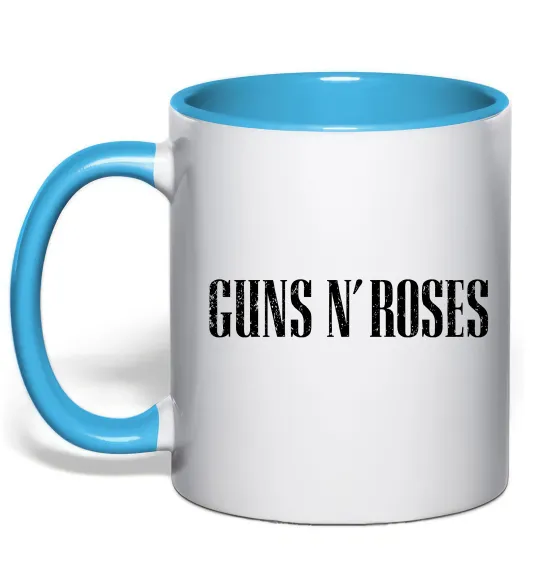 Чашка з кольоровою ручкою Guns N Roses Блакитний фото