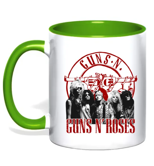 Чашка с цветной ручкой Guns N Roses photo Лаймовый фото