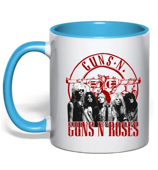 Чашка с цветной ручкой Guns N Roses photo Голубой фото