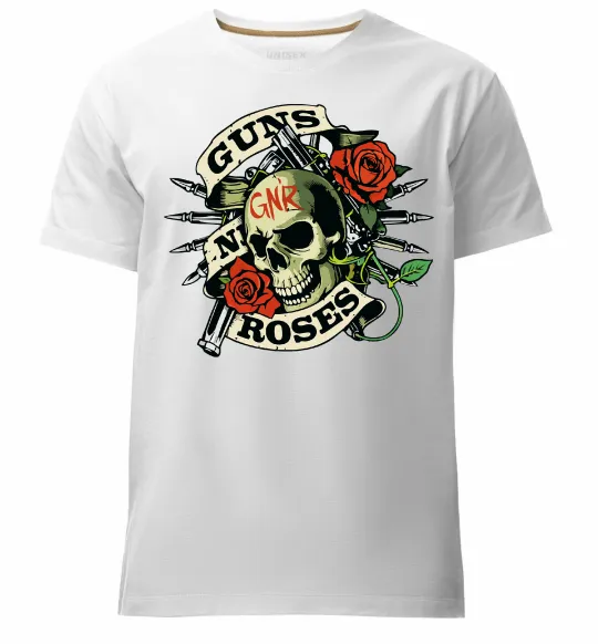 Мужская премиум футболка Guns N Roses skull Белый фото
