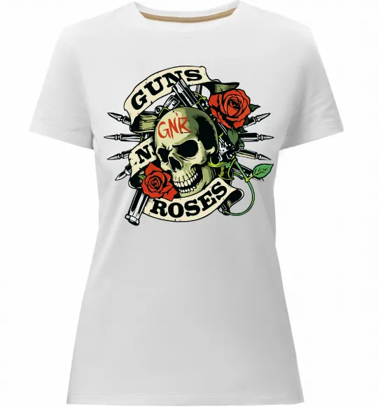 Жіноча преміум футболка Guns N Roses skull Білий фото
