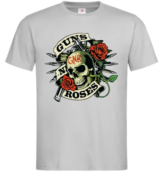 Мужская футболка Guns N Roses skull Серый фото