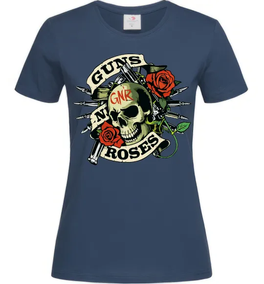 Женская футболка Guns N Roses skull Темно-синий фото