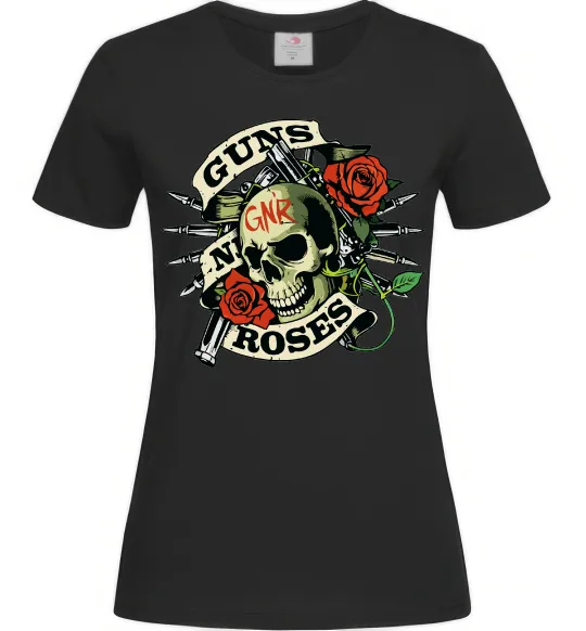 Женская футболка Guns N Roses skull Черный фото