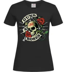 Женская футболка Guns N Roses skull Черный фото