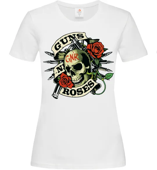 Женская футболка Guns N Roses skull Белый фото