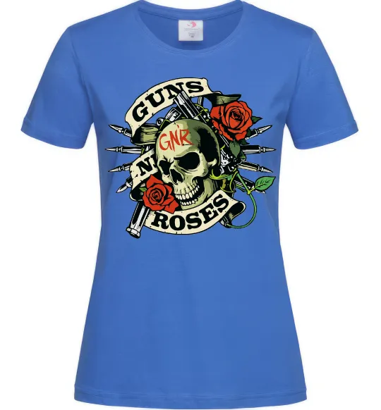 Женская футболка Guns N Roses skull Ярко-синий фото