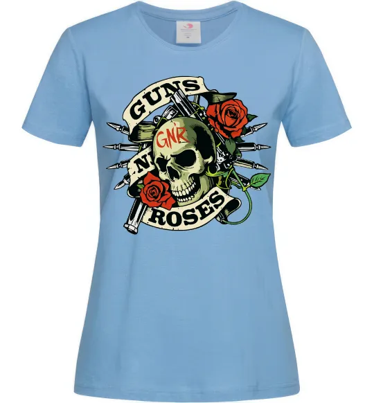 Женская футболка Guns N Roses skull Голубой фото