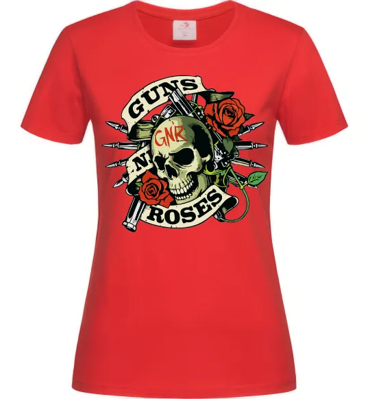 Женская футболка Guns N Roses skull Красный фото