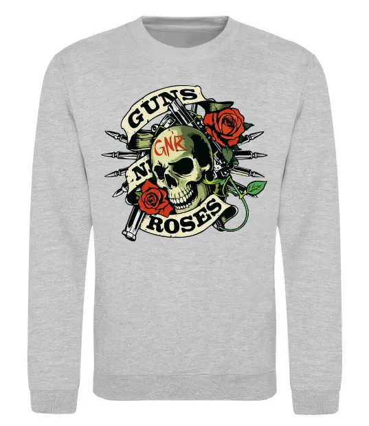 Світшот Guns N Roses skull Сірий меланж фото