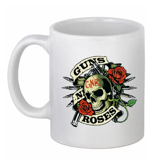 Чашка керамічна Guns N Roses skull Білий фото