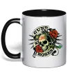 Чашка з кольоровою ручкою Guns N Roses skull Чорний фото