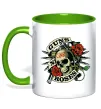 Чашка с цветной ручкой Guns N Roses skull Лаймовый фото