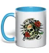 Чашка з кольоровою ручкою Guns N Roses skull Блакитний фото