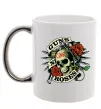 Чашка з кольоровою ручкою Guns N Roses skull Срібло фото