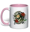 Чашка з кольоровою ручкою Guns N Roses skull Ніжно рожевий фото