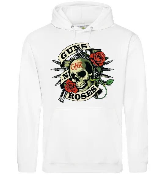 Чоловіча толстовка (худі) Guns N Roses skull Білий фото