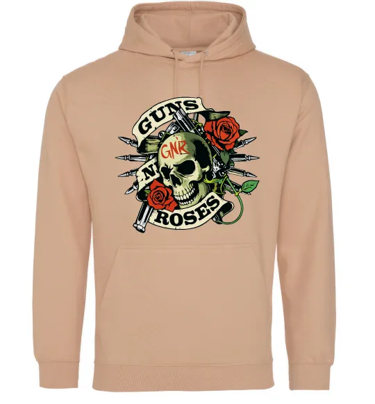 Чоловіча толстовка (худі) Guns N Roses skull Пісочний фото