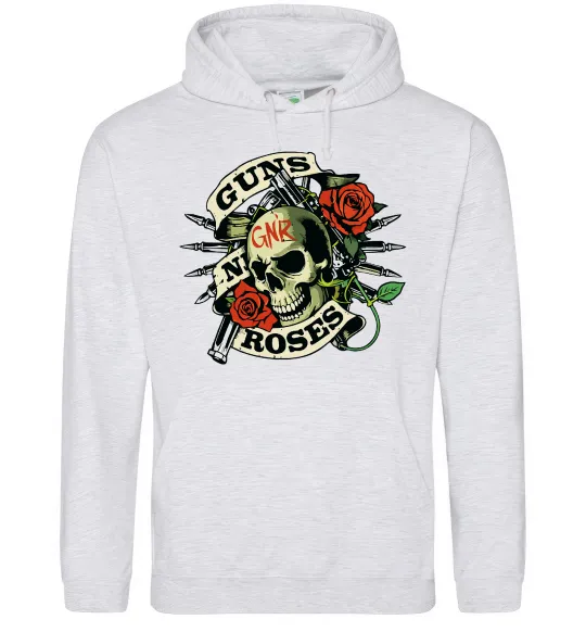 Жіноча толстовка (худі) Guns N Roses skull Сірий меланж фото
