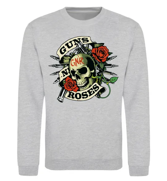 Свитшот Guns N Roses skull Серый меланж фото