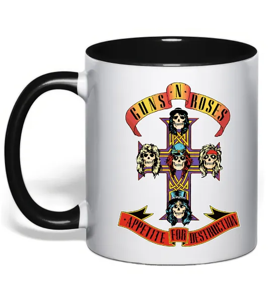 Чашка с цветной ручкой Guns N Roses appetite for destruction Черный фото