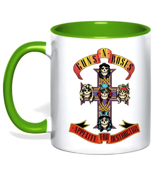 Чашка с цветной ручкой Guns N Roses appetite for destruction Зеленый фото