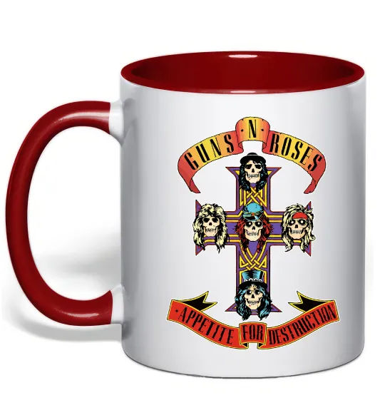 Чашка с цветной ручкой Guns N Roses appetite for destruction Красный фото