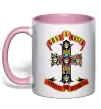 Чашка с цветной ручкой Guns N Roses appetite for destruction Нежно розовый фото