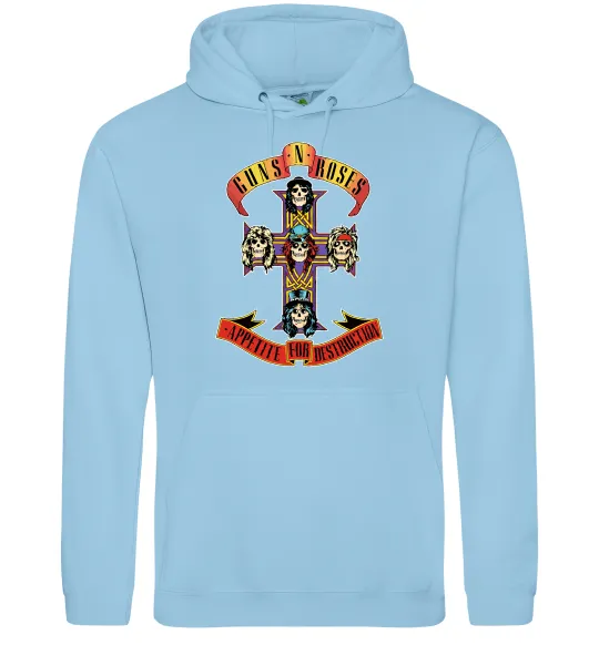 Чоловіча толстовка (худі) Guns N Roses appetite for destruction Блакитний фото