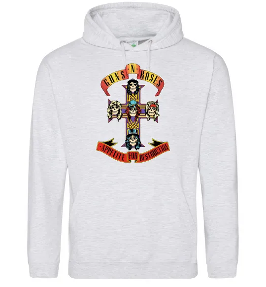 Женская толстовка (худи) Guns N Roses appetite for destruction Серый меланж фото