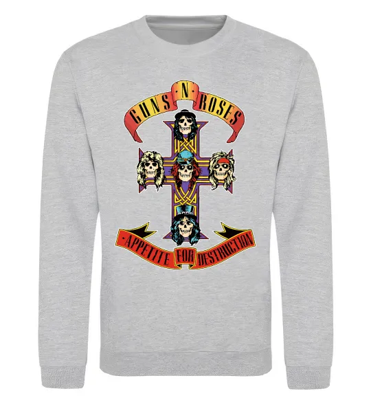 Свитшот Guns N Roses appetite for destruction Серый меланж фото