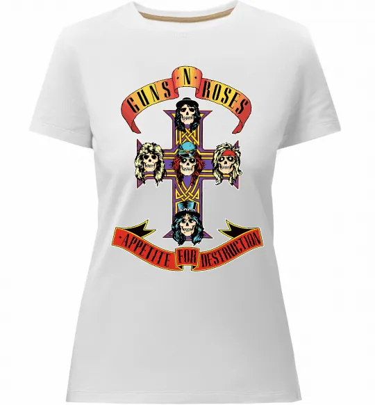 Жіноча преміум футболка Guns N Roses appetite for destruction Білий фото