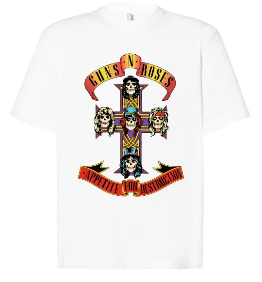 Футболка Оверсайз Guns N Roses appetite for destruction Білий фото