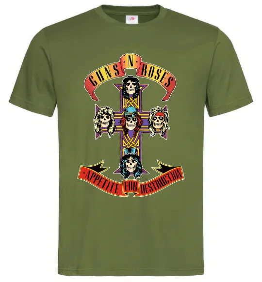 Чоловіча футболка Guns N Roses appetite for destruction Оливковий фото