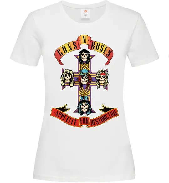 Женская футболка Guns N Roses appetite for destruction Белый фото