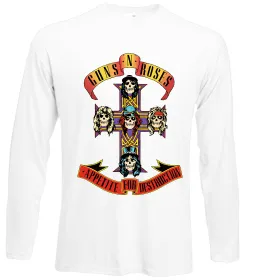 Лонгслив Guns N Roses skull Белый фото Лонгслив Guns N Roses skull Белый фото