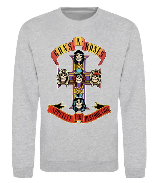 Світшот Guns N Roses appetite for destruction Сірий меланж фото