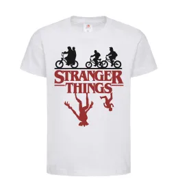Детская футболка Stranger things, колір - білий, розмір - XL Белый фото