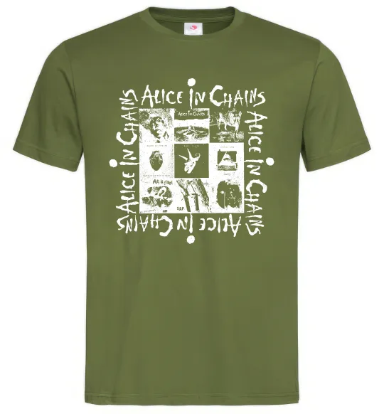 Чоловіча футболка Alice in Chains альбоми Оливковий фото