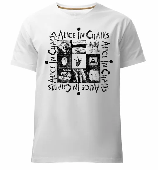 Чоловіча преміум футболка Alice in Chains альбоми Білий фото
