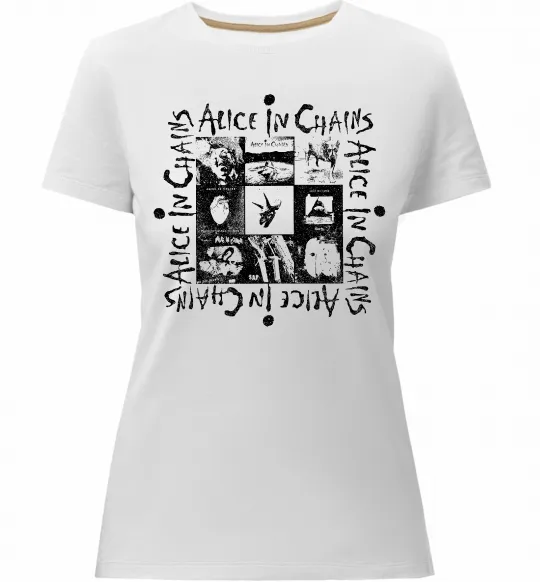 Жіноча преміум футболка Alice in Chains альбоми Білий фото