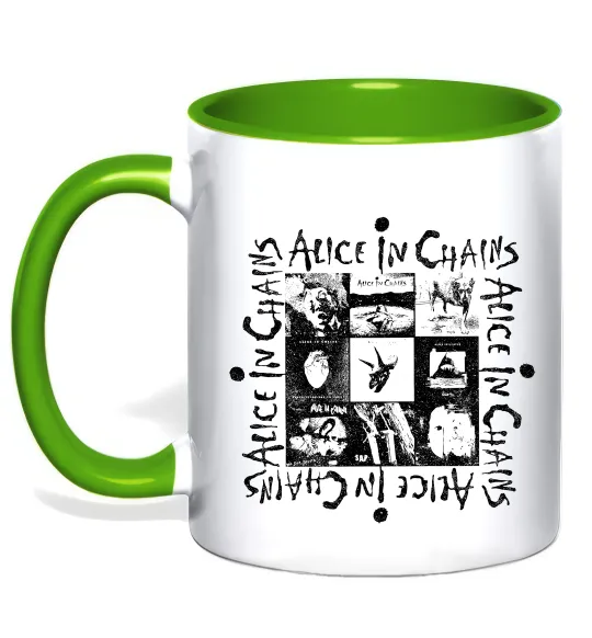 Чашка з кольоровою ручкою Alice in Chains альбоми Лаймовий фото