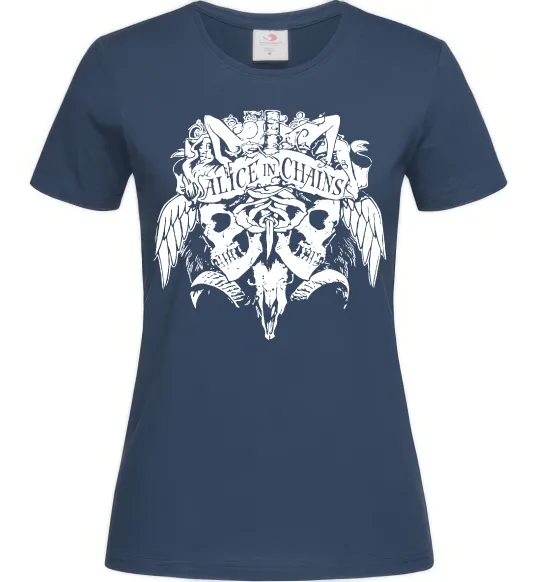 Женская футболка Alice in Chains Skull Темно-синий фото