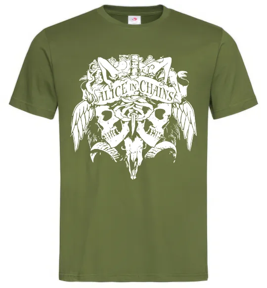 Чоловіча футболка Alice in Chains Skull Оливковий фото