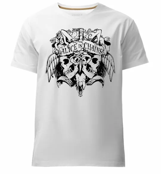 Мужская премиум футболка Alice in Chains Skull Белый фото