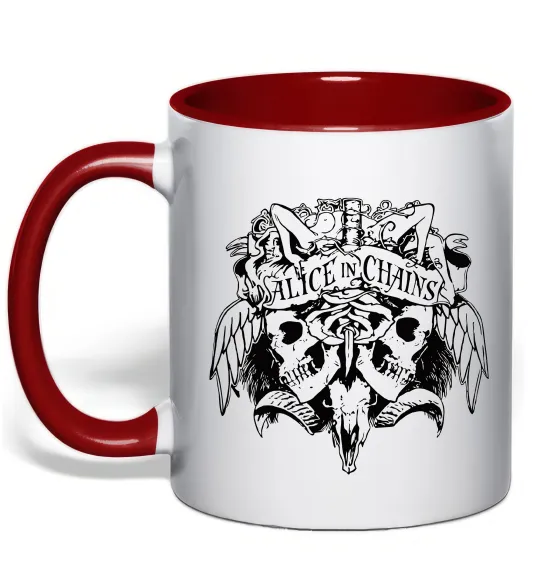 Чашка с цветной ручкой Alice in Chains Skull Красный фото
