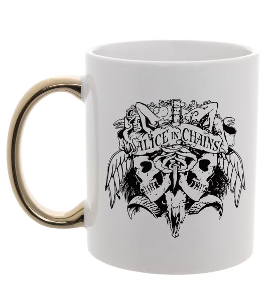 Чашка с цветной ручкой Alice in Chains Skull Золото фото